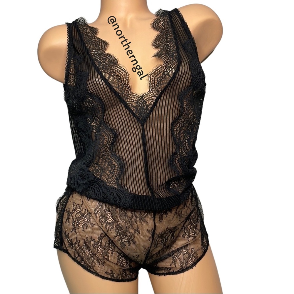 Victoria’s Secret Floral Lace & Stripe Romper